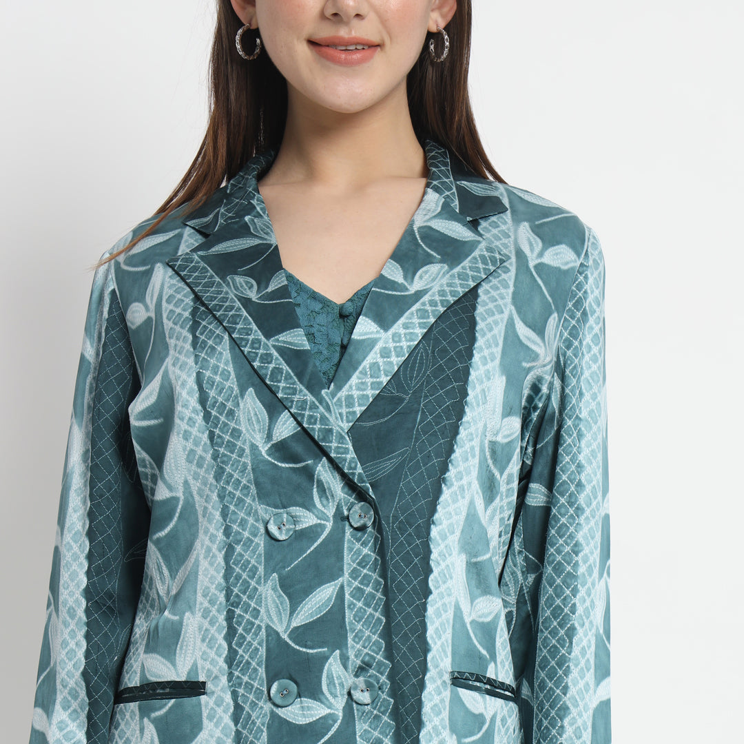 Teal shibori suit